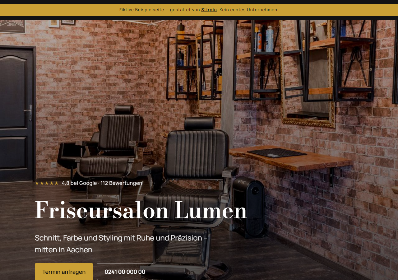 Concept website for the Lumen hair salon